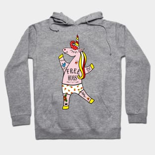 Funny design Tattooed Unicorn and FREE HUGS Hoodie